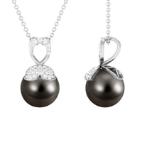 Nature Inspired 8 Carat Tahitian Pearl and Diamond Drop Pendant