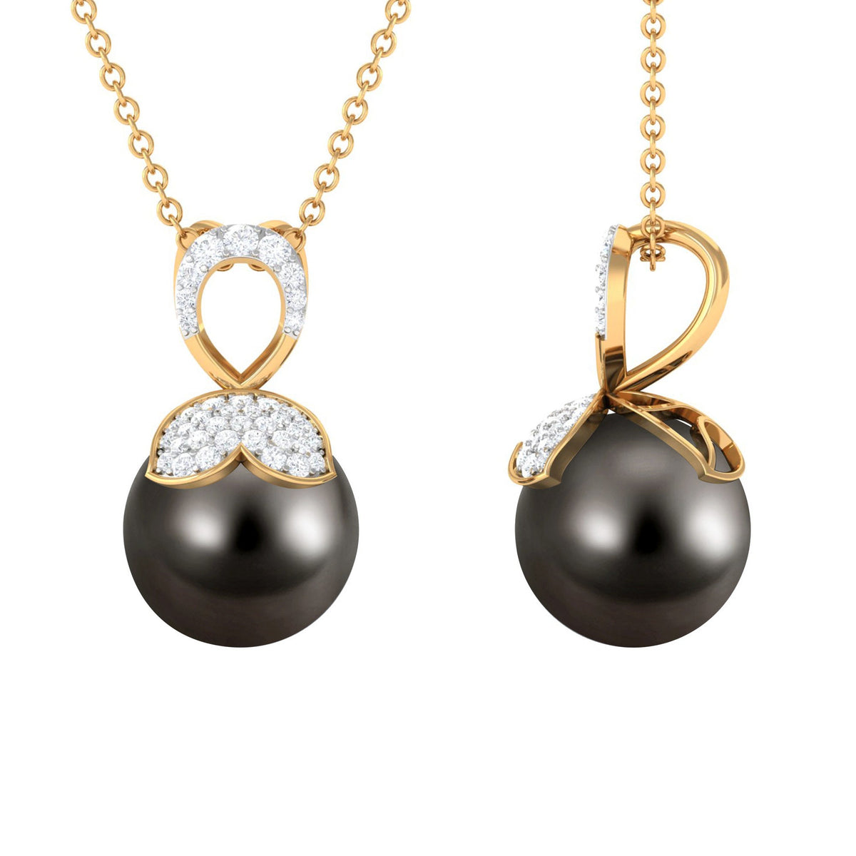Nature Inspired 8 Carat Tahitian Pearl and Diamond Drop Pendant