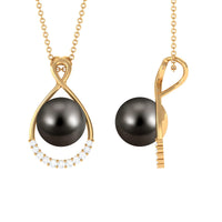 8 Carat Black Tahitian Pearl and Diamond Infinity Drop Pendant