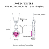 0.9 Carat Heart Shape Pink Tourmaline and Diamond Infinity Pendant