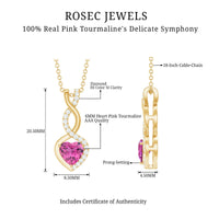0.9 Carat Heart Shape Pink Tourmaline and Diamond Infinity Pendant