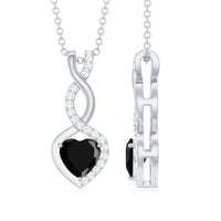 2 Carat Black Onyx Infinity Heart Pendant with Diamond