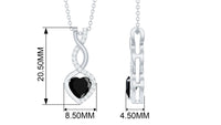 2 Carat Black Onyx Infinity Heart Pendant with Diamond