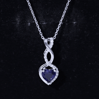 Certified Lab Grown Blue Sapphire Infinity Heart Necklace with Chain