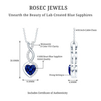 Certified Lab Grown Blue Sapphire Infinity Heart Necklace with Chain