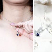 Certified Lab Grown Blue Sapphire Infinity Heart Necklace with Chain