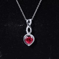 Lab Grown Ruby Infinity Heart Necklace With Chain