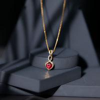 Lab Grown Ruby Infinity Heart Necklace With Chain