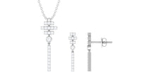 Contemporary Diamond Bar Necklace and Earrings Set for Women