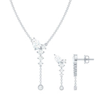Certified Moissanite Bridal Necklace and Earrings Set