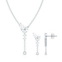 Certified Moissanite Bridal Necklace and Earrings Set
