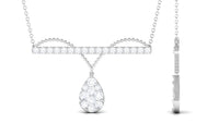 1 CT Pave Set Moissanite Designer Teardrop Bar Necklace