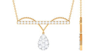 1 CT Pave Set Moissanite Designer Teardrop Bar Necklace