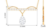 1 CT Pave Set Moissanite Designer Teardrop Bar Necklace