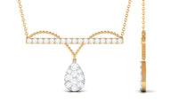 1 CT Pave Set Moissanite Designer Teardrop Bar Necklace