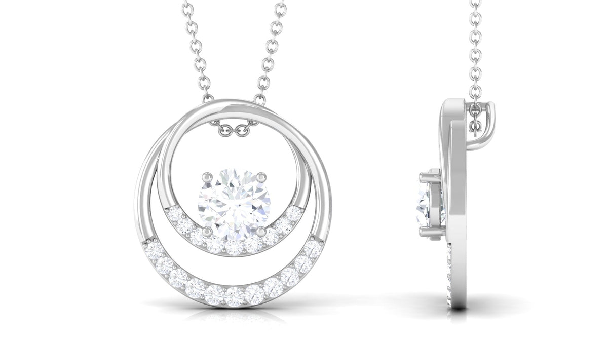 1.4 Carat Certified Moissanite Interlocked Circle Pendant Necklace