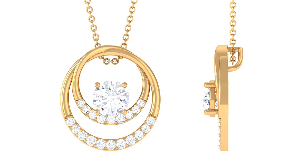 1.4 Carat Certified Moissanite Interlocked Circle Pendant Necklace