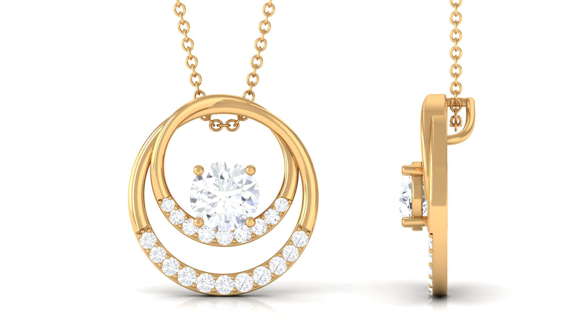 1.4 Carat Certified Moissanite Interlocked Circle Pendant Necklace