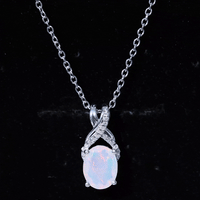 Oval Ethiopian Opal Necklace with Moissanite Twisted Bail
