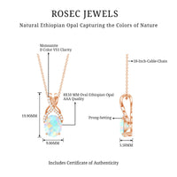 Oval Ethiopian Opal Necklace with Moissanite Twisted Bail