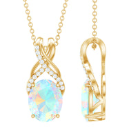 Oval Ethiopian Opal Necklace with Moissanite Twisted Bail