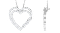Certified Moissanite Double Heart Pendant Necklace For Her