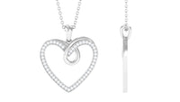 Pave Set Diamond Open Heart Pendant Necklace