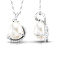 Designer Freshwater Pearl and Diamond Teardrop Pendant