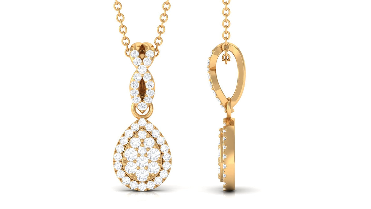 Real Diamond Teardrop Pendant Necklace with Infinity Bail