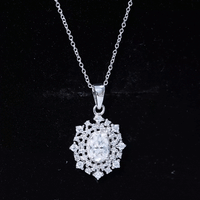 Vintage Style Oval Moissanite Bridal Necklace With Chain