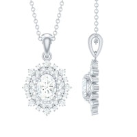 Vintage Style Oval Moissanite Bridal Necklace With Chain