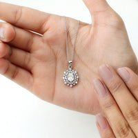 Vintage Style Oval Moissanite Bridal Necklace With Chain