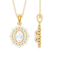 Vintage Style Oval Moissanite Bridal Necklace With Chain