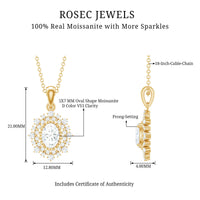 Vintage Style Oval Moissanite Bridal Necklace With Chain