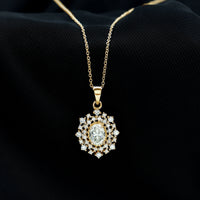 Vintage Style Oval Moissanite Bridal Necklace With Chain