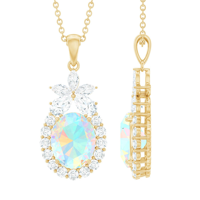 Certified real 1-carat Ethiopian opal pendant necklace by Rosec Jewels featuring a vibrant, eye-catching gemstone pendant.