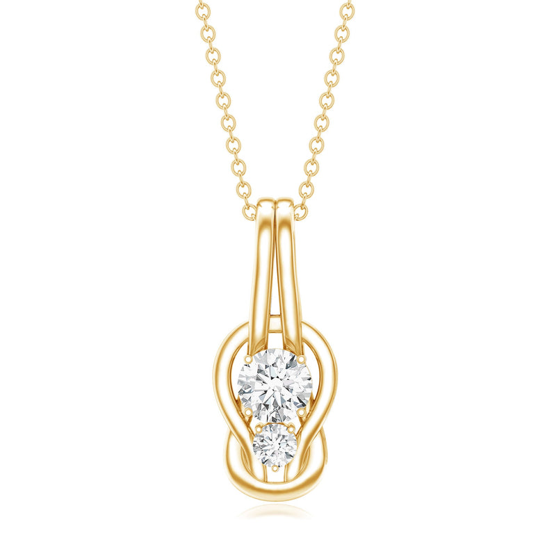Lab-grown diamond Love Knot pendant necklace from Rosec Jewels featuring a sparkling love knot design.