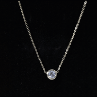 Bezel Set Lab 5 MM Round Diamond Solitaire Necklace