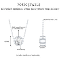 Bezel Set Lab 5 MM Round Diamond Solitaire Necklace