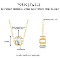 Bezel Set Lab 5 MM Round Diamond Solitaire Necklace