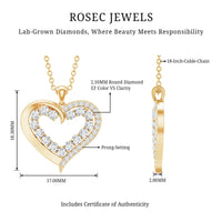 Certified Lab Grown Diamond Designer Heart Necklace For Women