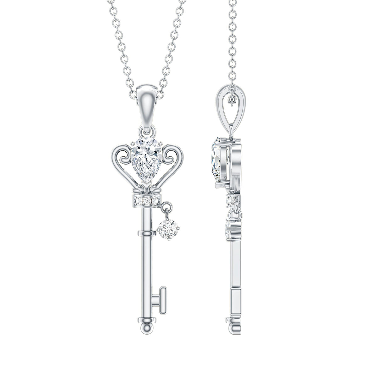 Certified Lab 5X7 MM Pear Shaped Diamond Key Pendant