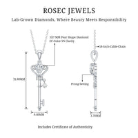 Certified Lab 5X7 MM Pear Shaped Diamond Key Pendant