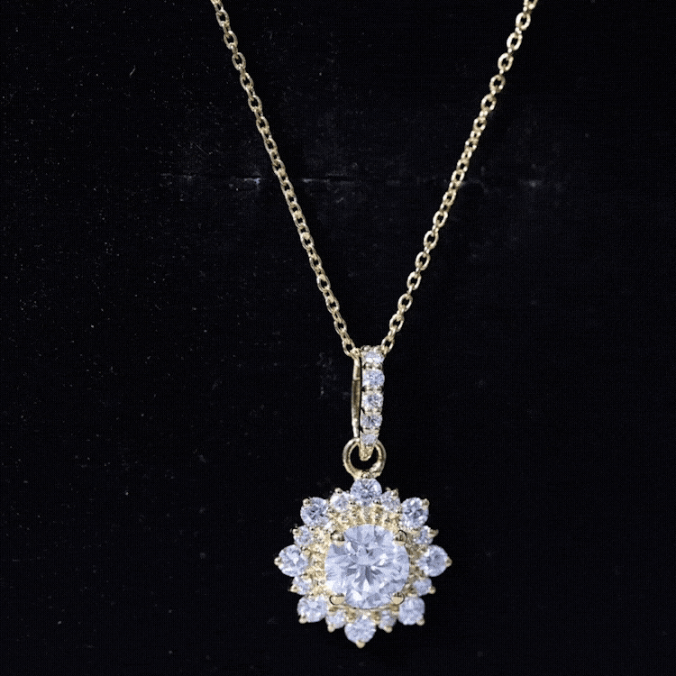 Yellow lab grown diamond wedding pendant with chain, featuring a Rosec Jewels certified pendant necklace.