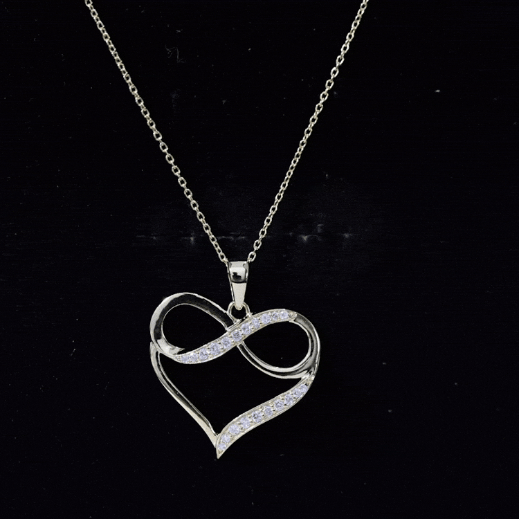 Yellow lab grown diamond infinity heart pendant for women by Rosec Jewels, featuring sparkling diamonds in a delicate design