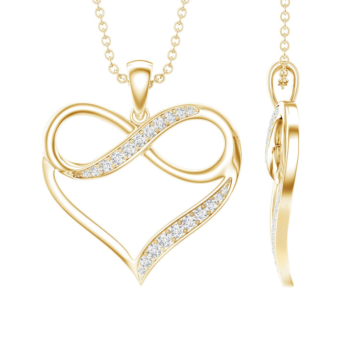 Rosec Jewels certified lab-grown diamond infinity heart pendant necklace for women, featuring sparkling diamonds and elegant design.