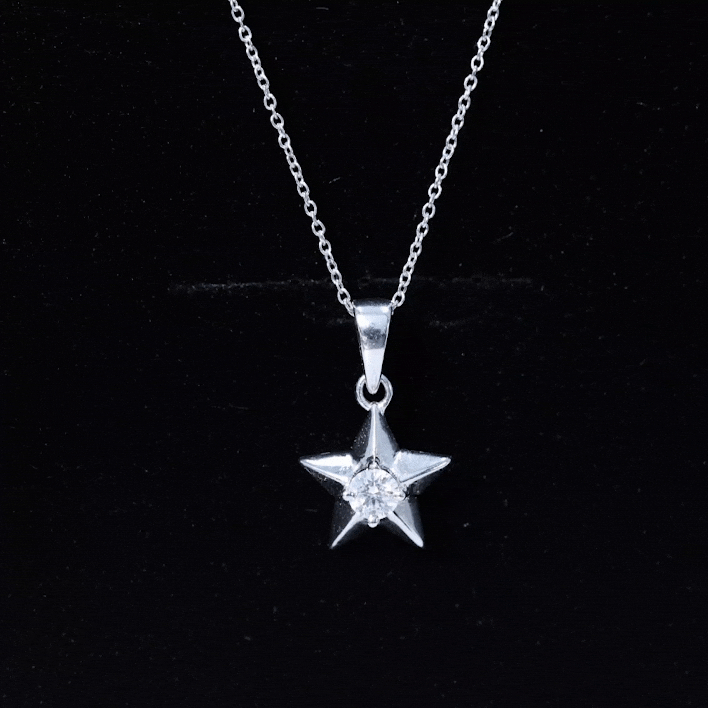 Yellow lab-grown diamond star pendant necklace for women by Rosec Jewels, showcasing a sparkling star-shaped design.