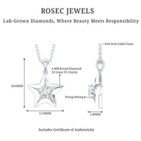 Certified Lab Grown Diamond Star Pendant Necklace For Her