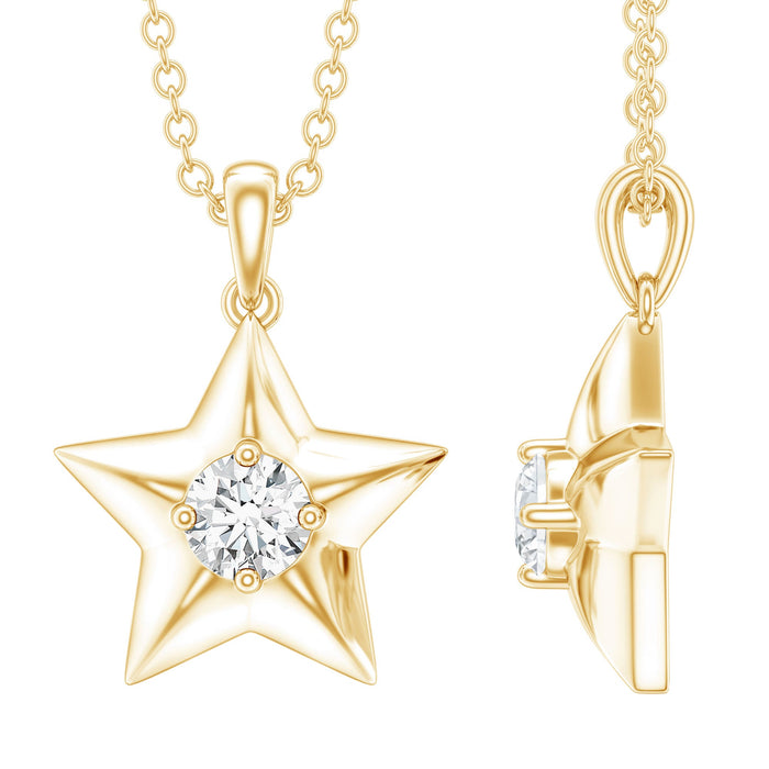 Rosec Jewels lab-grown diamond star pendant necklace for women, featuring a sparkling star-shaped pendant on a delicate chain.
