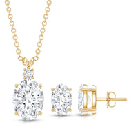 Certified Oval Shaped Lab Grown Diamond Bridal Jewelry Set